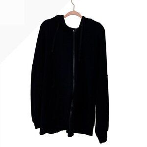Nap Womens Hooded Jacket Size XL Black Oversized Cotton Tencel Blend Full Zip